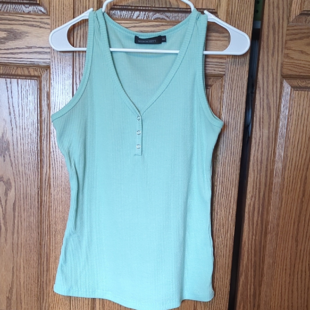 Mint Green Ribbed Tank Top